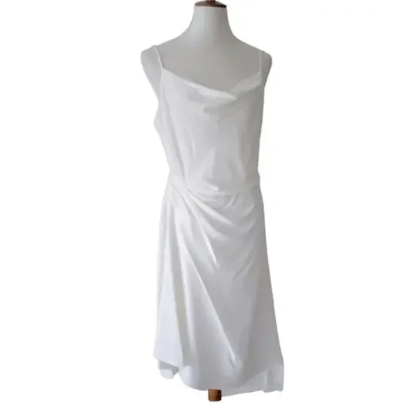 Aidan Mattox 10 Off White Party Cocktail Dress Y2K Style Slipdress Minimalist